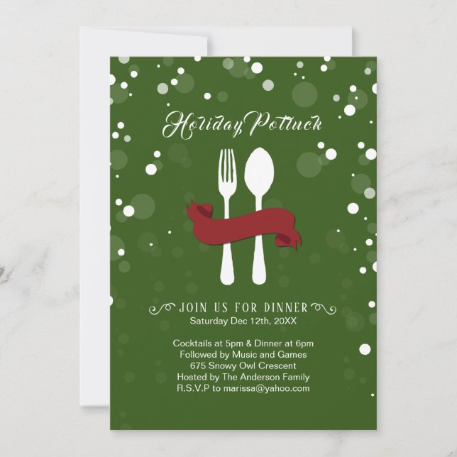 Invitation pour le dîner de vacances Potluck (Devant)