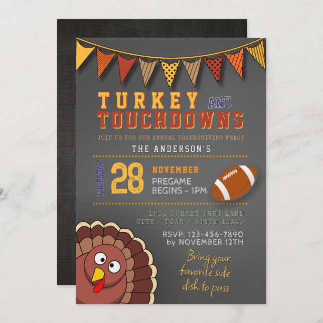 Invitation pour le jour de match de Thanksgiving T (Devant / Derrière)