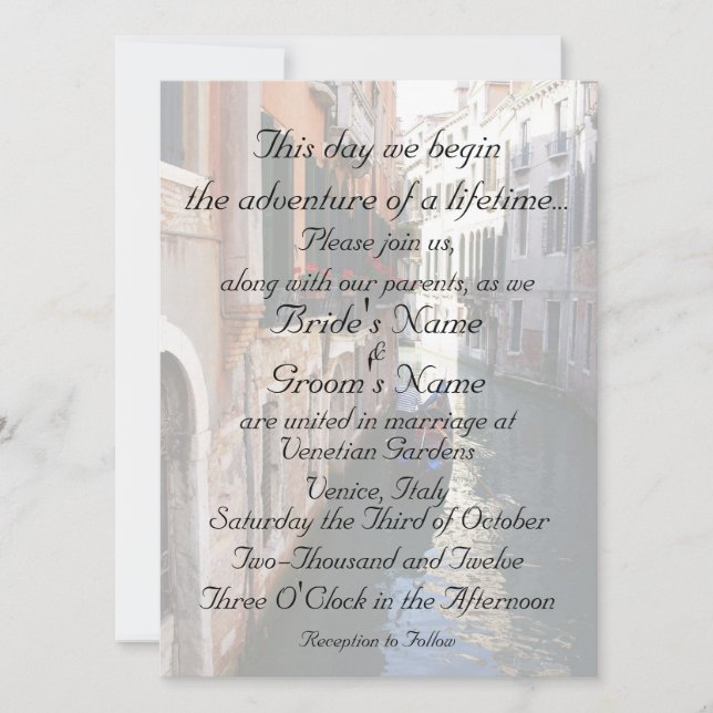 Invitation pour le mariage orienté de Venise (Devant)