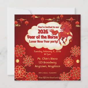 Invitation pour le Nouvel An chinois, année du Che
