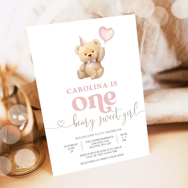 Invitation pour le premier anniversaire de Beary S (Créateur téléchargé)