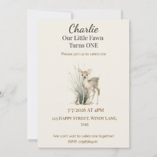 Invitation pour le premier anniversaire de cerf de