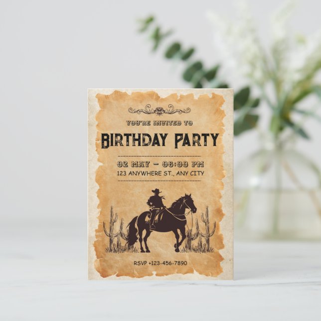 Invitation pour le premier anniversaire de Cowboy  (Debout devant)