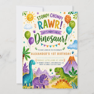 Invitation pour le premier anniversaire de dinosau
