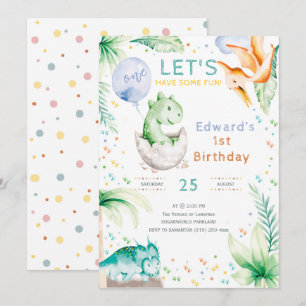 Invitation pour le premier anniversaire de dinosau