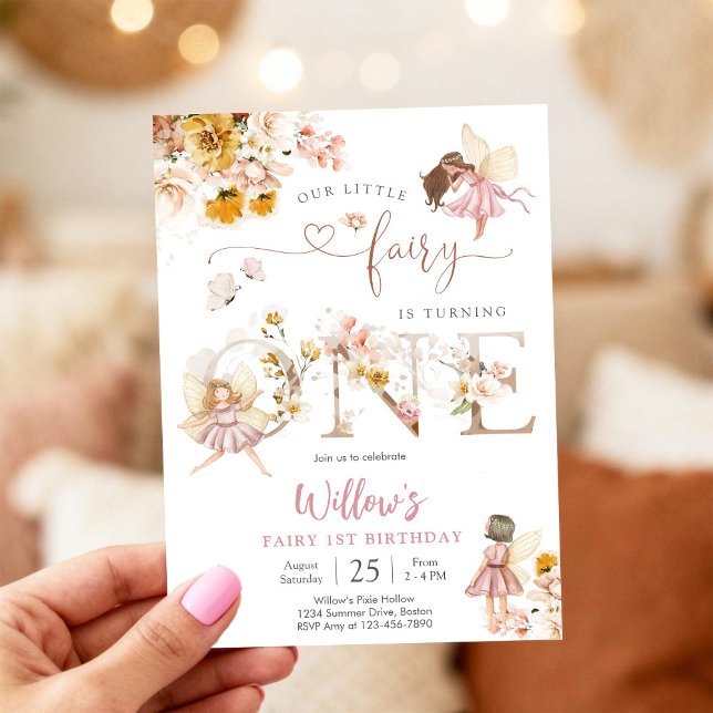 Invitation pour le premier anniversaire de fée (Créateur téléchargé)
