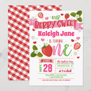 Invitation pour le premier anniversaire de fraise 