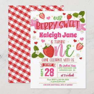 Invitation pour le premier anniversaire de fraise 