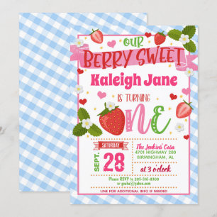 Invitation pour le premier anniversaire de fraise 