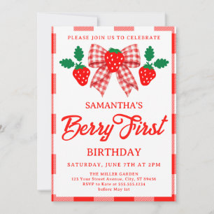 Invitation pour le premier anniversaire de fraise