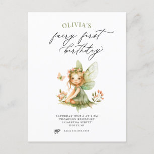 Invitation pour le premier anniversaire de la fée