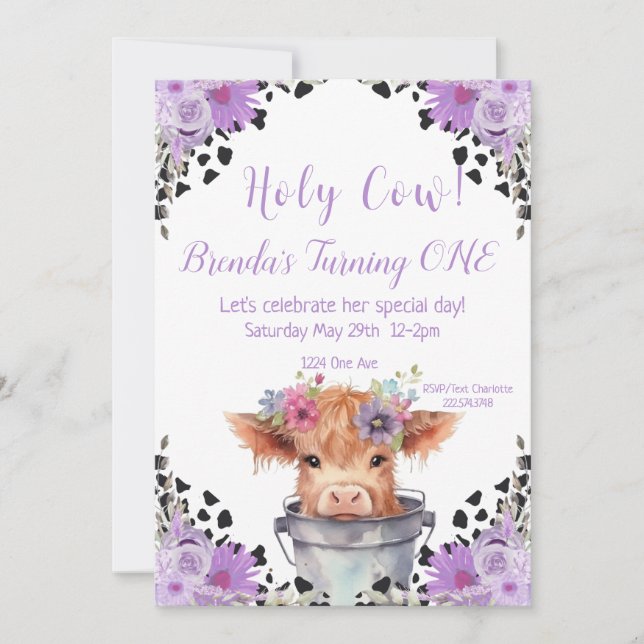 Invitation pour le premier anniversaire de la vach (Devant)