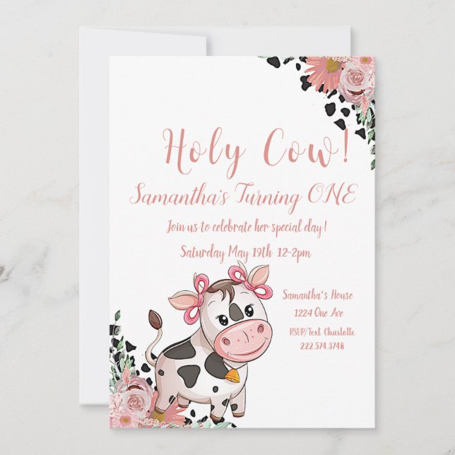 Invitation pour le premier anniversaire de la vach (Devant)