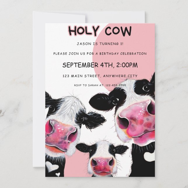 Invitation pour le premier anniversaire de la vach (Devant)