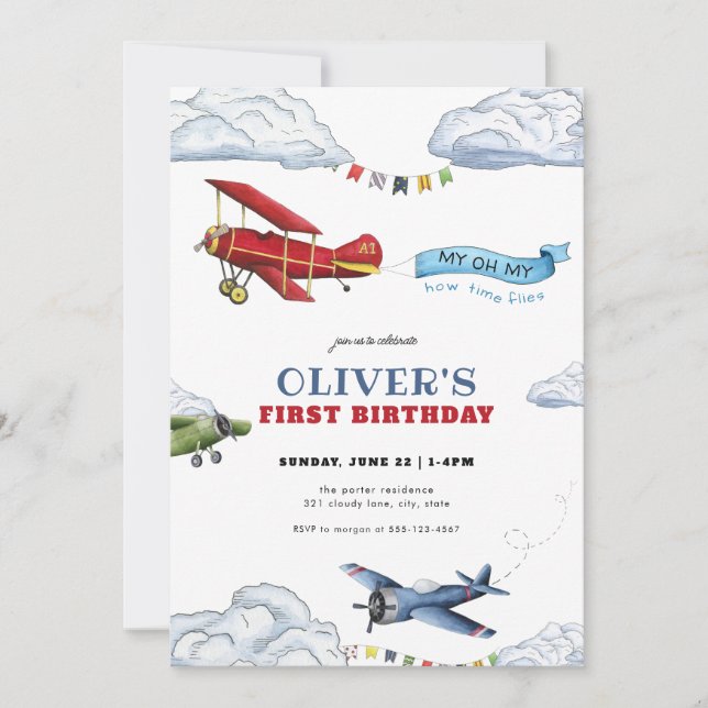 Invitation pour le premier anniversaire de l'avion (Devant)