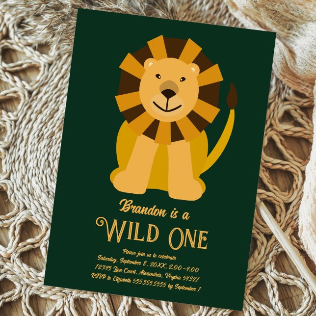 Invitation pour le premier anniversaire de Lion Wi (Créateur téléchargé)
