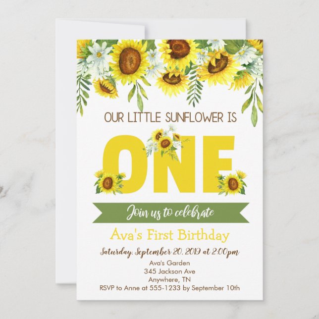 Invitation pour le premier anniversaire de Little  (Devant)
