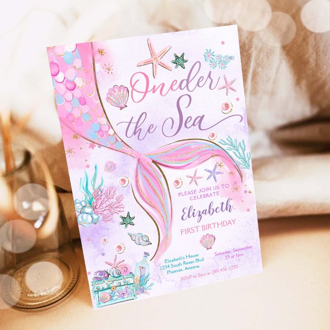 Invitation pour le premier anniversaire de sirène (Créateur téléchargé)
