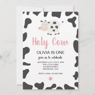Invitation pour le premier anniversaire de vache e