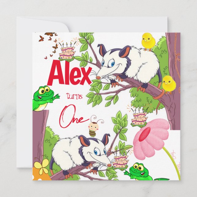 Invitation pour le premier anniversaire des enfant (Devant)