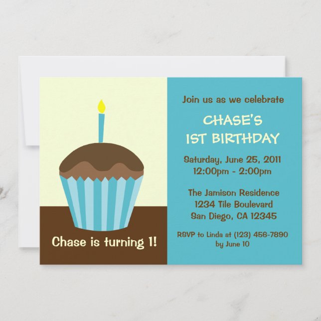Invitation pour le premier anniversaire du bébé (Devant)