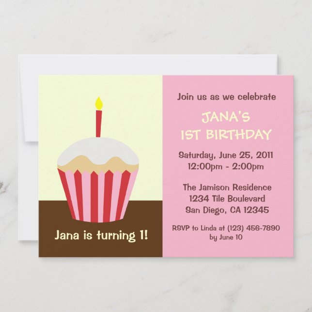 Invitation pour le premier anniversaire du bébé (Devant)
