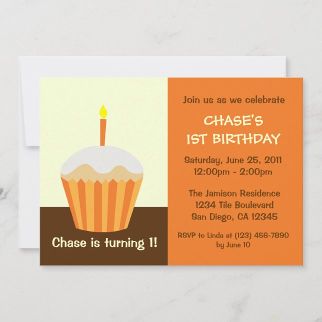 Invitation pour le premier anniversaire du bébé (Devant)