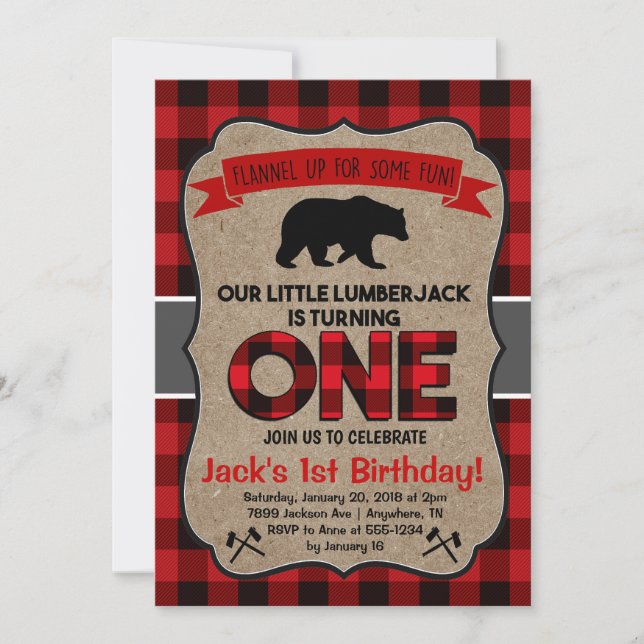 Invitation pour le premier anniversaire du bûchero (Devant)