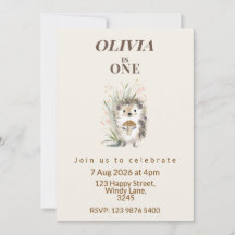 Invitation pour le premier anniversaire du hérisso