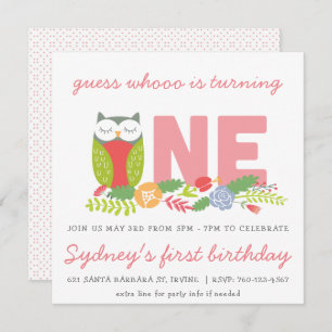 Invitation pour le premier anniversaire du hibou