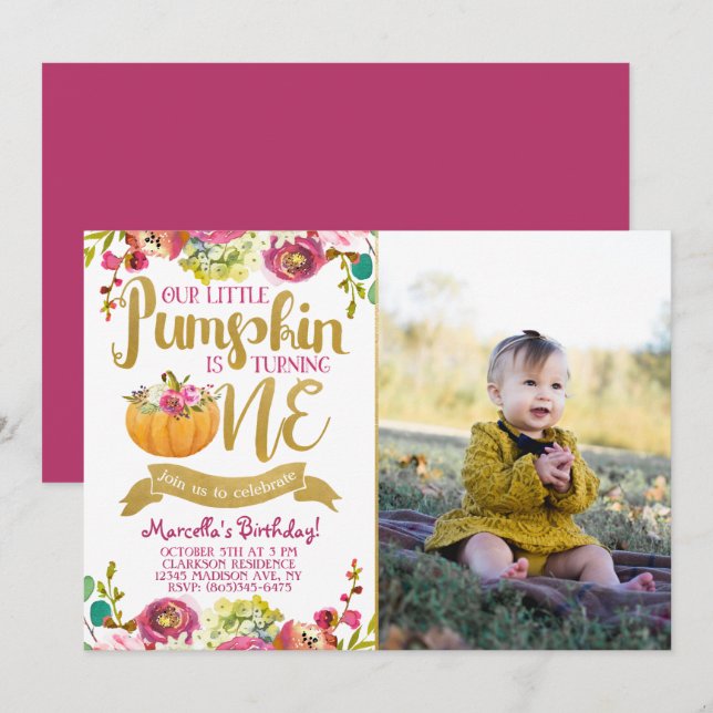 Invitation pour le premier anniversaire du petit C (Devant / Derrière)