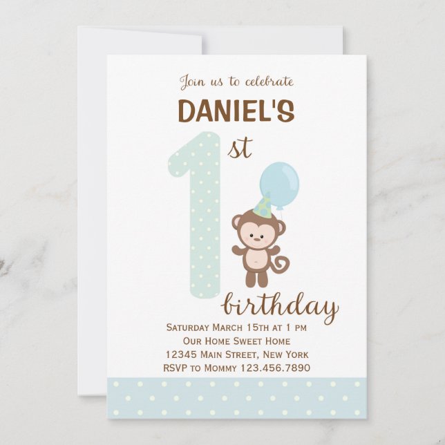 Invitation pour le premier anniversaire du petit s (Devant)