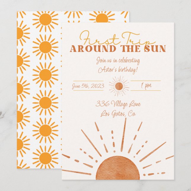 Invitation pour le premier tour autour du soleil (Devant / Derrière)
