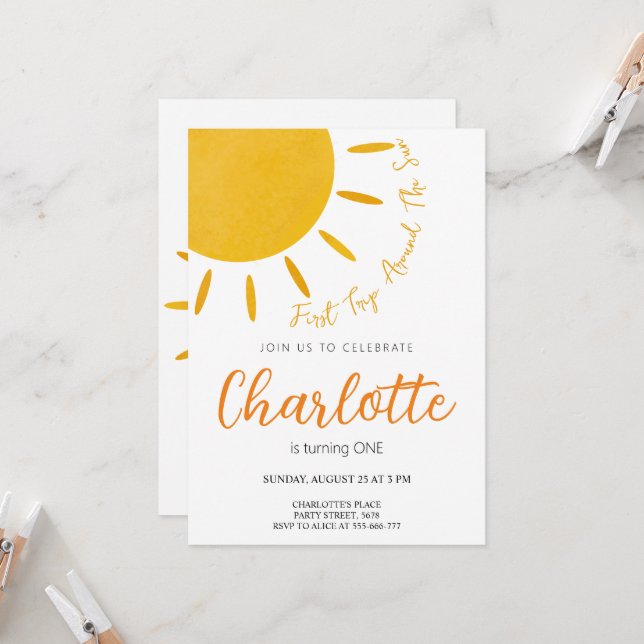 Invitation pour le Premier Tour autour du Soleil (Devant/Arrière en situation)