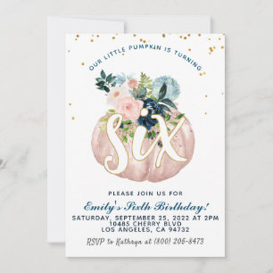Invitation pour le sixième anniversaire de Pumpkin