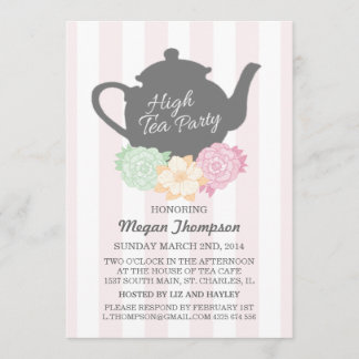 Invitation pour le thé à la russe Pink Stripe & Te