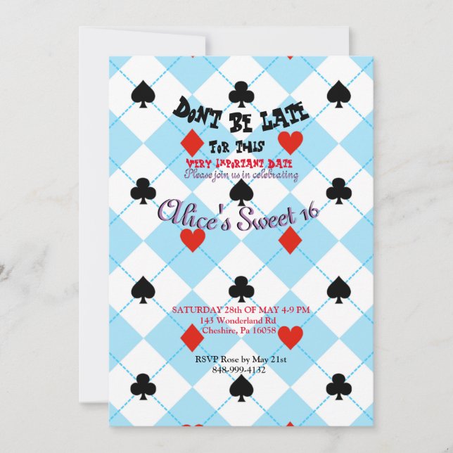 Invitation pour le verso de carte d'Alice au pays  (Devant)