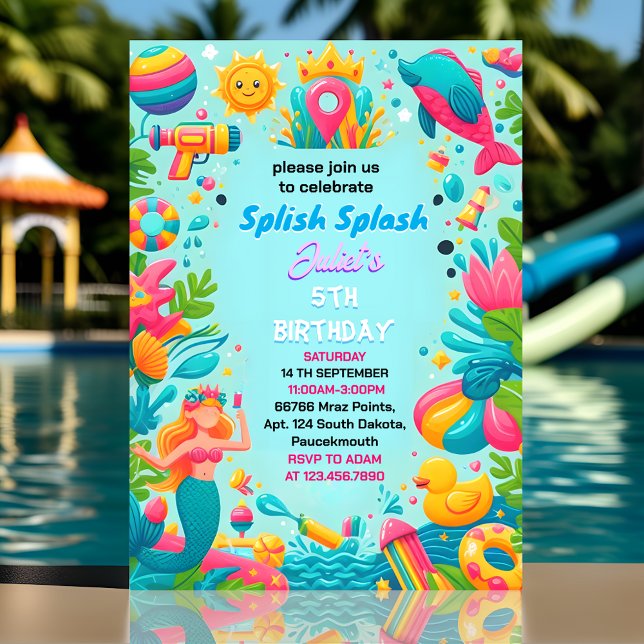 Invitation Pour le Water Park Cool Été Paquet d'été 1er anniv (Créateur téléchargé)