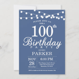 Invitation pour les 100 ans Bleu