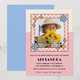Invitation pour les 100 ans Retro Groovy Rose