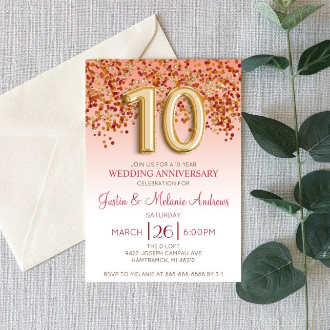 Invitation pour les 10 ans de mariage en Bourgogne (Créateur téléchargé)