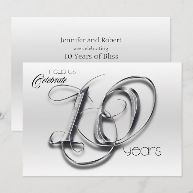Invitation pour les 10 ans de mariage Fancy Tin (Devant / Derrière)