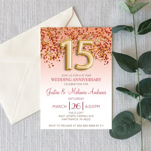 Invitation pour les 15 ans de mariage thème Bourgo (Créateur téléchargé)