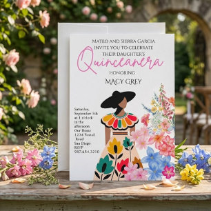 Invitation pour les 15 ans de Quinceañera Florale 