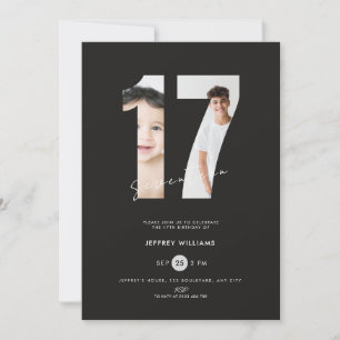 Invitation pour les 17 ans des garçons avec photo 