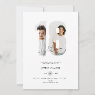 Invitation pour les 18 ans avec photo - Blanc pour