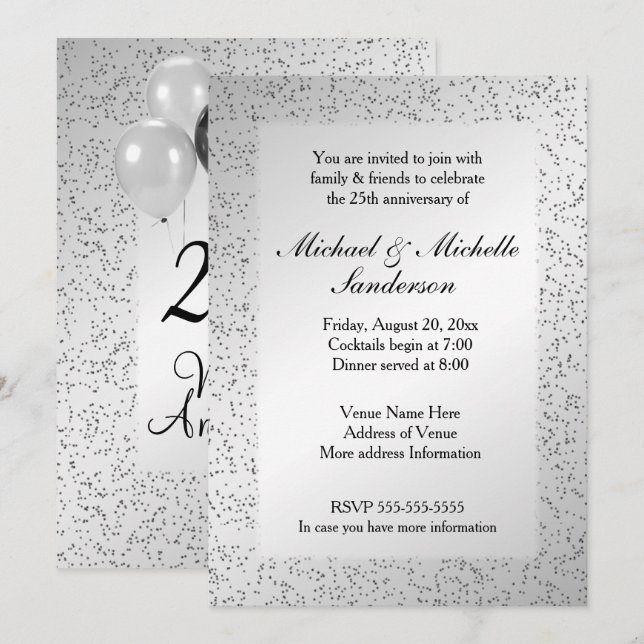 Invitation pour les 25 ans de mariage (Devant / Derrière)