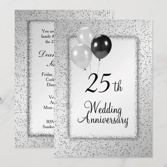 Invitation pour les 25 ans de mariage (Devant / Derrière)