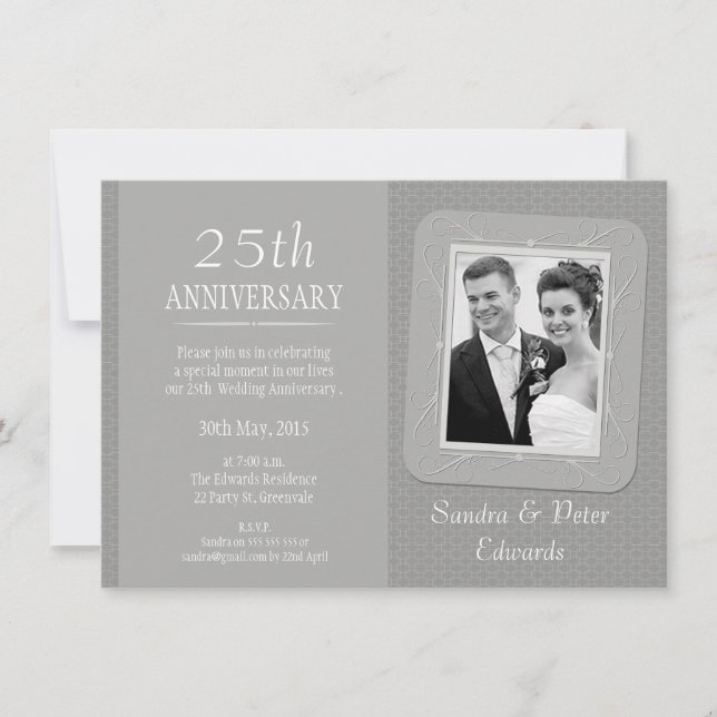 Invitation pour les 25 ans de mariage, anniversair (Devant)