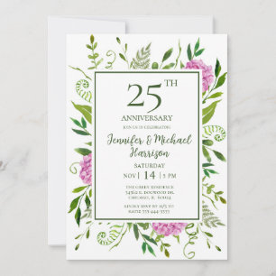 Invitation pour les 25 ans de mariage aux Hortensi
